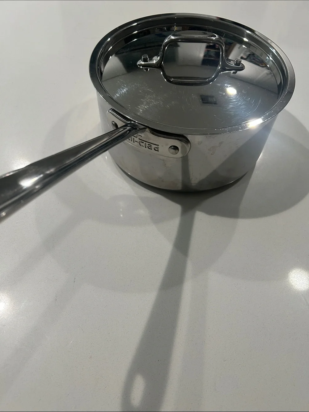 All Clad 1 1/2 qt. Stainless Steel Saucepan w/Lid - Silver Excellent Condition